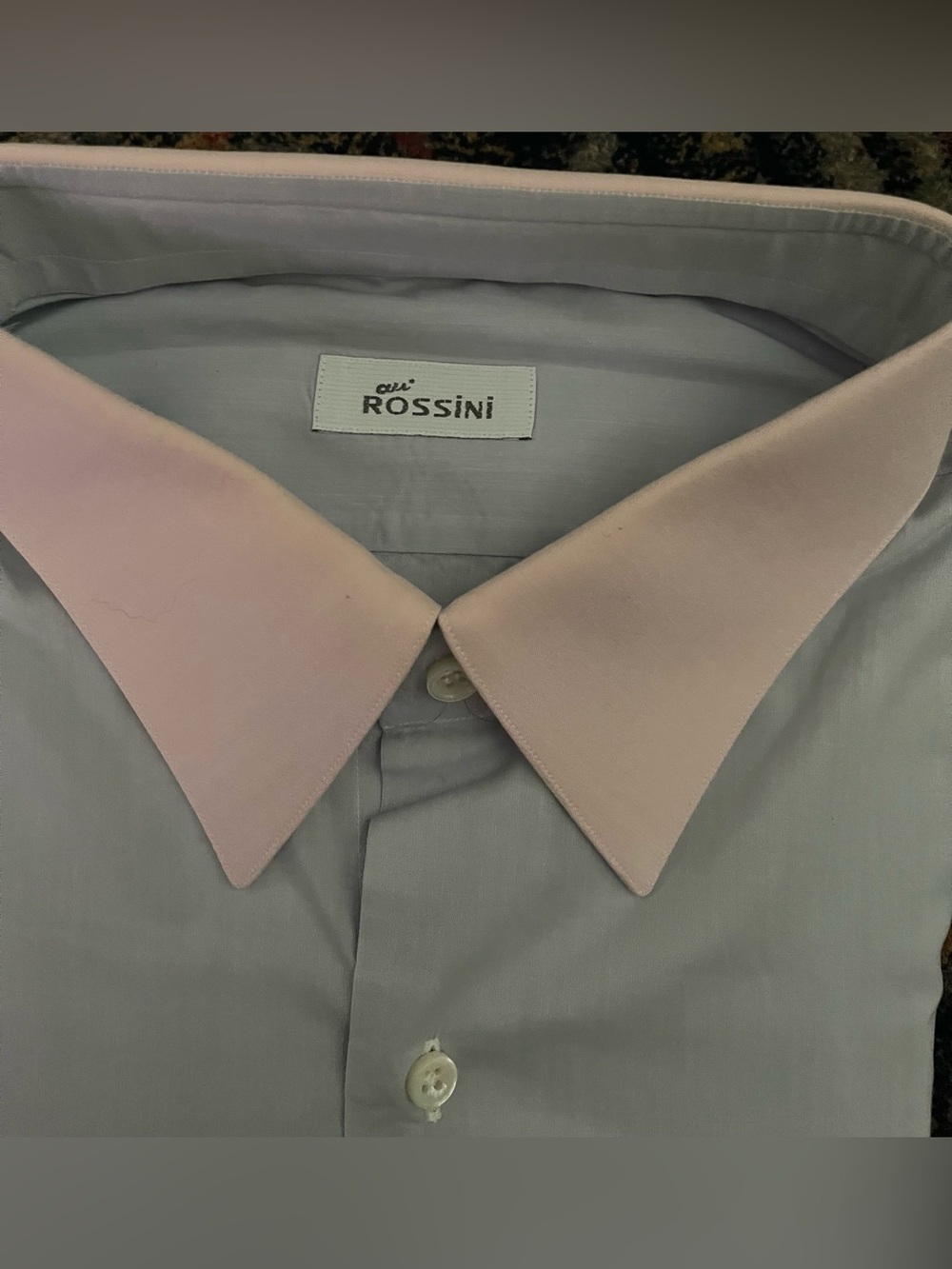 Rossini Men's Light Pink Contrast Collar Dress Shirt